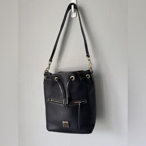 Dooney & Bourke Black Shoulder Bag with Gold Accents
